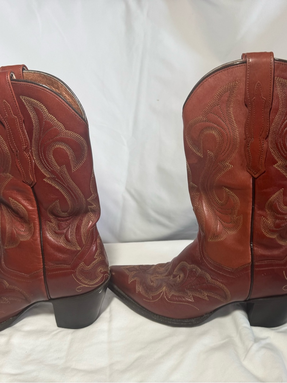 Dan Post Cowboy Boots Women 7.5 Leather Western Stitching Red-Brown Heeled - Picture 2 of 11